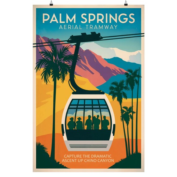 Palm Springs Aerial Tramway Poster - Retro Mid-century Modern Art