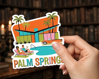 Palm Springs Sticker | Mid Century Poolside Vinyl Art California Desert Travel Decal