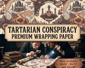 Tartarian Wrapping Paper Lost World Map Steampunk Architecture Mud Flood Hidden History Giftwrap
