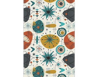 Atomic Era Tea Towel | Mid Century Modern Kitchen Linen | Retro Space Age Pattern | Palm Springs Style