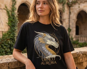 Draco Aurora Dragon Shirt Celestial Dragon Tee Comfort Colors Fantasy Art Top Mythic Guardian Graphic Medieval T Shirt