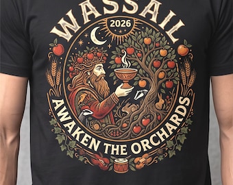 Wassail Yule Celtic Orchard Pagan Christmas Solstice Comfort Colors Folk Magic Nature Ritual Winter Shirt