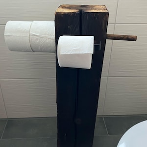 WC stand toilet paper holder toilet paper holder made from old wood beams upcycling