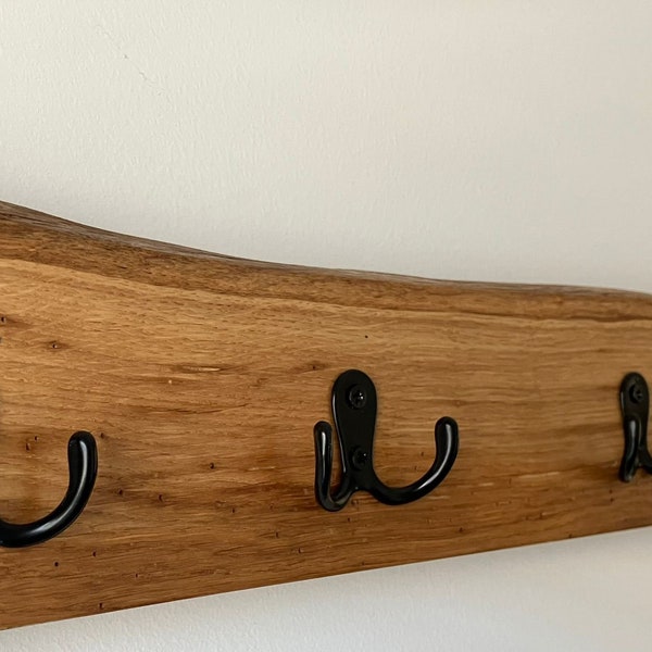 Wall coat rack old wood upcycling with tree edge