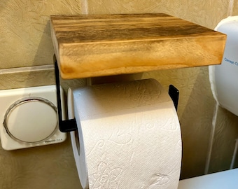 Toilet paper holder toilet paper holder wood old wood industrial design WC decoration
