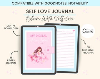 Self-Love Reflection Journal: Personal Development Template - Bloom with Self Love Journal - Digital Download