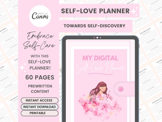 Self-Love Planner: Daily Reflection & Self-Care Journal for Personal Growth – Printable Wellness Tool