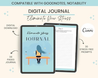 Eliminate Stress Journal: Guided Healing Journal & Reflection for Stress Relief – Printable Wellness Journal