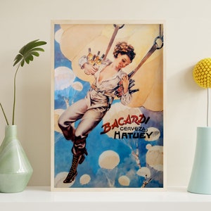 Bacardi Rum Classic Retro Werbe Leinwand Poster, HD Poster Druck, Vintage Poster, Kunst Sammlerstücke, Wohnkultur, Wandkunst