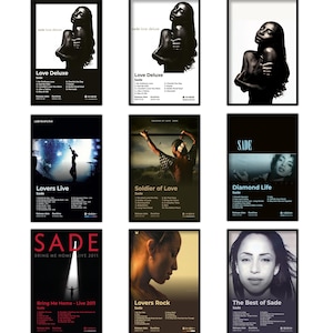 Pôster de arte musical de Sade, pôster musical, pôster do álbum de Sade, impressão de Sade em preto e branco, impressão de pôster em HD, presente para fãs de música, decoração para casa