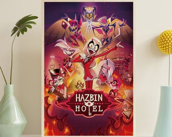Pôster de tela de animação do Hazbin Hotel, impressão de pôster em HD, pôster vintage, itens de coleção de arte, decoração para casa, arte de parede, sem moldura