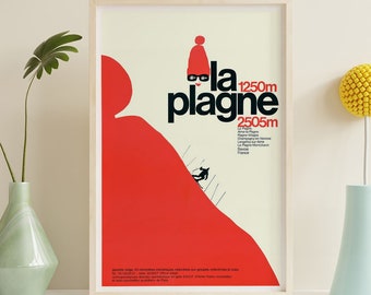 Pôster de viagem de esqui vintage La Plagne, impressão de pôster em HD, pôster vintage, itens de arte colecionáveis, decoração para casa, arte de parede
