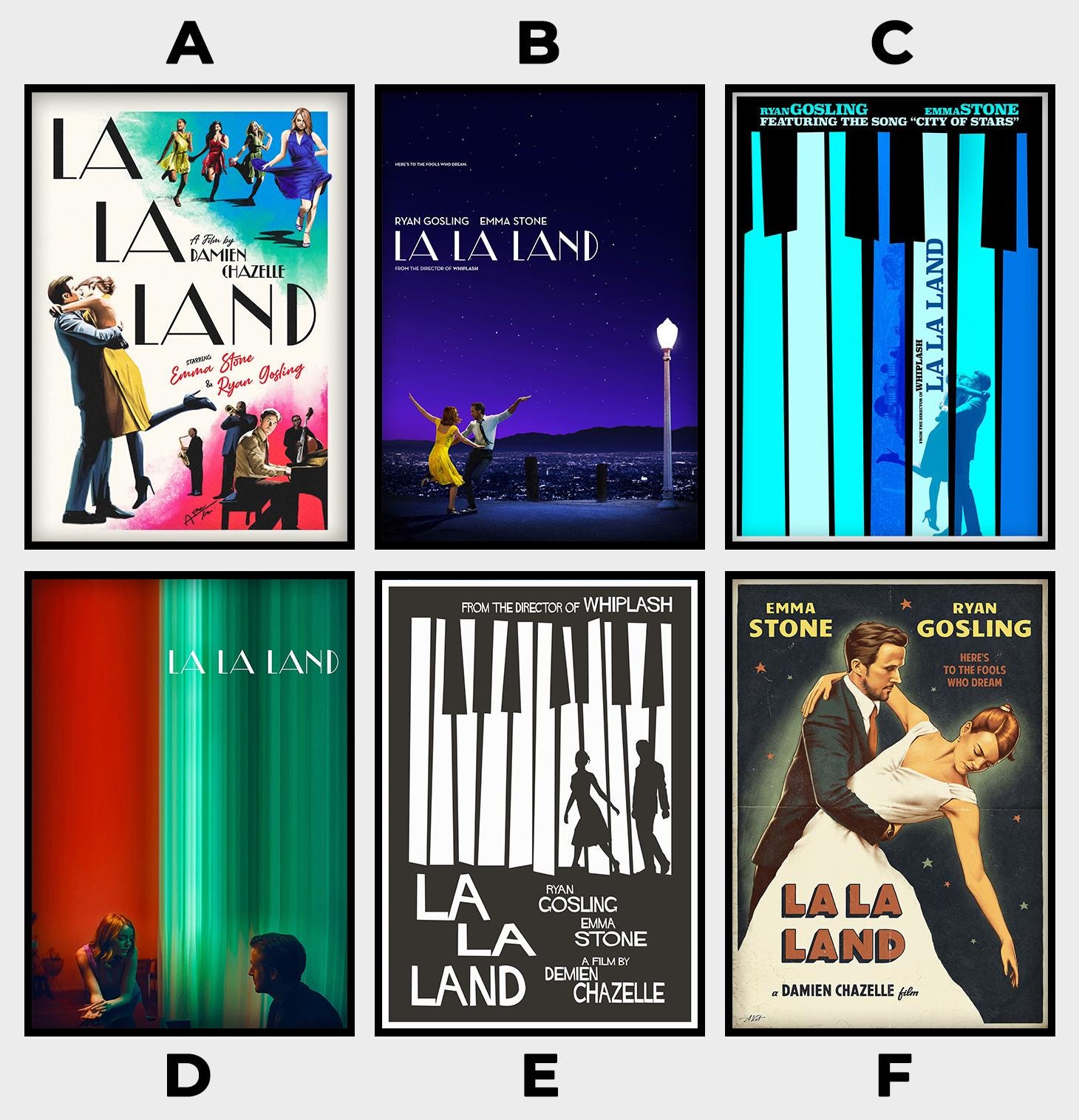 Pôster do filme La la Land, pôster de tela de filme, impressão de pôster em HD, pôster vintage, itens de arte colecionáveis, decoração de casa, arte de parede, sem moldura