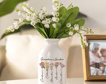 Gepersonaliseerde Moederdag kruik, vaas voor bloemen, Moederdag cadeau, grootouders cadeau, oma tuin cadeau, housewarming cadeaus, cadeau voor haar