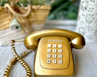 Vintage Herald Telephone Painted Gold