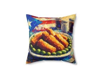 Crunch into Culture: Alcapurria Cravings Spun Polyester Square Pillow