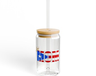 Mom Gift - Mom: Boricua Queen Sipper Glass, 16oz