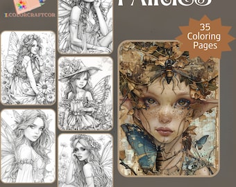 35 Fantasy Fairies kleurplaat, kleurplaten voor volwassenen, schattige kinderen kleurplaten, Instant afdrukbare digitale download