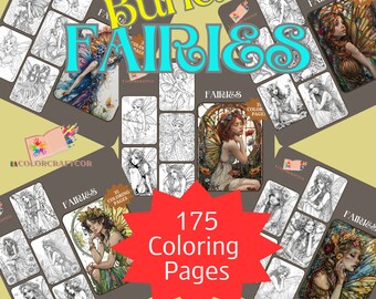 BUNDEL 175 Fantasy Fairies kleurplaat, kleurplaten voor volwassenen, schattige kinderen kleurplaten, Instant afdrukbare digitale download