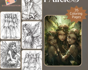 35 Fantasy Fairies kleurplaat, kleurplaten voor volwassenen, schattige kinderen kleurplaten, Instant afdrukbare digitale download