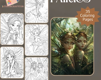 35 Fantasy Fairies kleurplaat, kleurplaten voor volwassenen, schattige kinderen kleurplaten, Instant afdrukbare digitale download