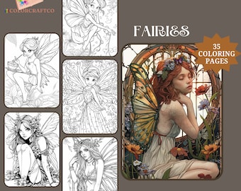 35 feeën kleurplaat, kleurplaten voor volwassenen, schattige kinderen kleurplaten, direct afdrukbare digitale download