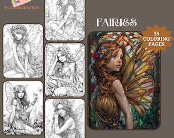35 Fantasy Fairies kleurplaat, kleurplaten voor volwassenen, schattige kinderen kleurplaten, Instant afdrukbare digitale download