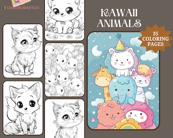35 Kawaii kat kleurplaat, volwassenen kleurplaten, schattige kinderen dieren kleurplaten, Instant afdrukbare digitale download