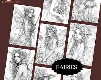 35 abstracte feeën kleurplaat, volwassenen kleurplaten, schattige kinderen kleurplaten, Instant afdrukbare digitale download