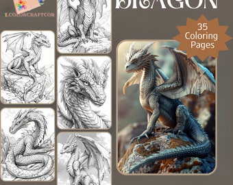 35 afdrukbare Dragon kleurplaat, kleurplaten voor volwassenen, schattige kinderen kleurplaten, Instant afdrukbare digitale download