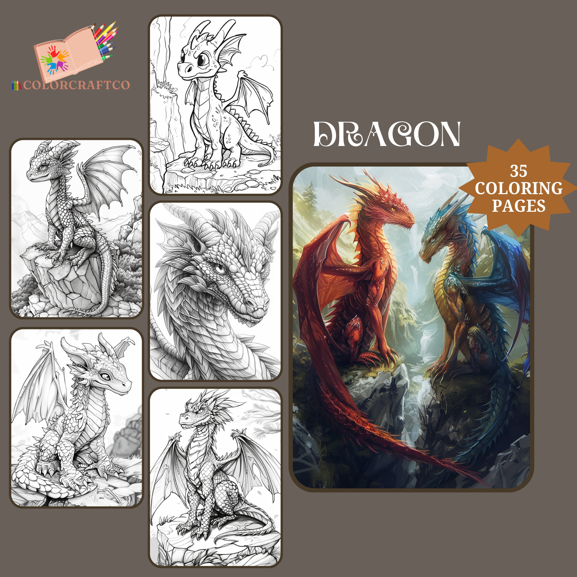 35 drakenkleurplaten voor volwassenen, afdrukbare kleurplaten voor draken,  fantasiekleurboeken, mindful kleuren - Etsy België, image size:2000x2000