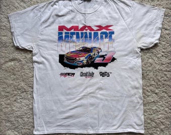Mennace Racing T-Shirt In White Tee Nascar rally car L-XL