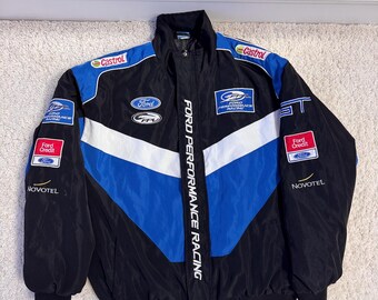Vintage Ford Nascar Rally GT Performance Racing Bomber F1 Jacket Size XL