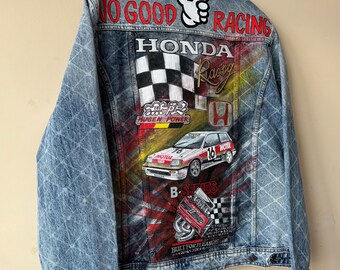 Hand-painted Denim Jacket – Honda Racing Theme Civic Mugen Vtec