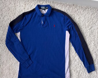 Vintage rugby polo Ralph Lauren blue  longsleeve “M-L” size