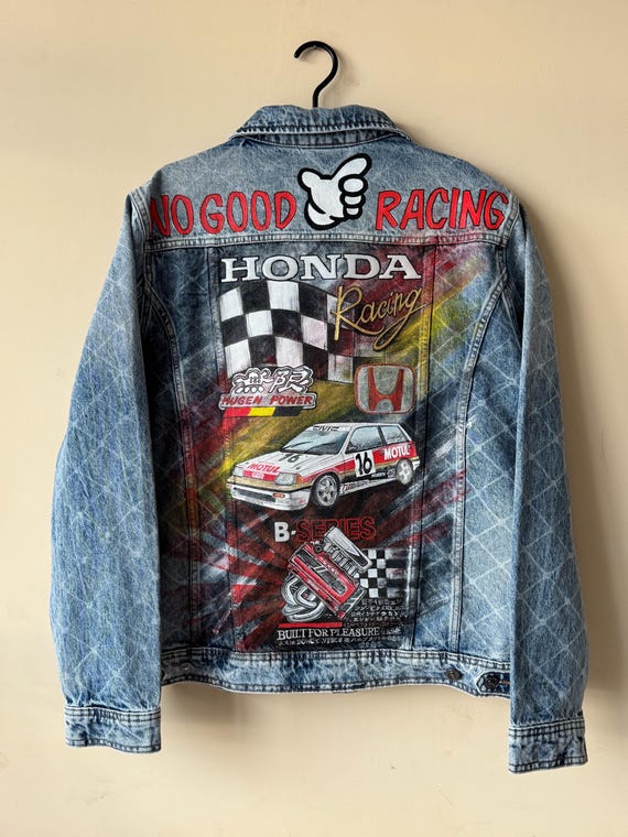 Hand-painted Denim Jacket – Honda Racing Theme Civic Mugen Vtec