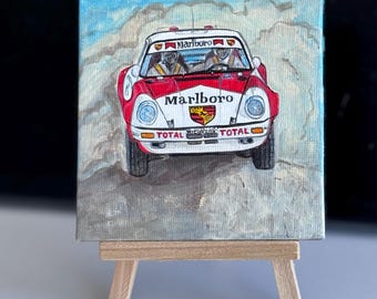 1980 Porsche 911 RS Marlboro Rally — mini wall art car acrylic painting custom artwork