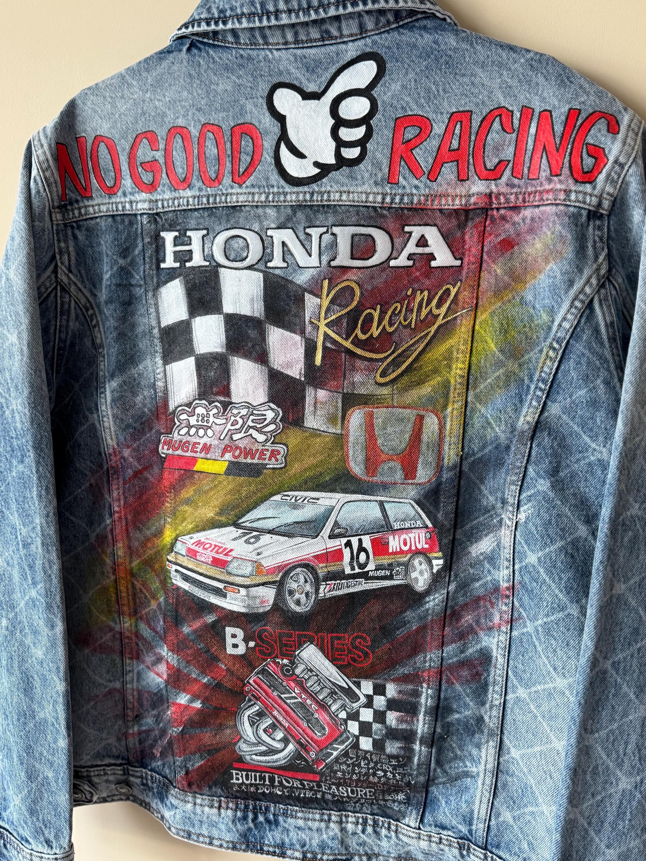 Hand-painted Denim Jacket – Honda Racing Theme Civic Mugen Vtec