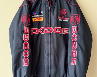 Jaqueta bomber vintage Dodge Mobile1, modelo de corrida NASCAR, rara, estilo retrô, tamanho "L-XL"