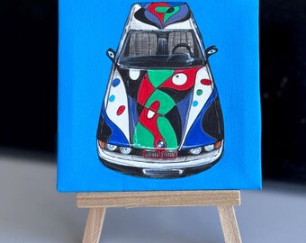 BMW Art Car Painting – 1990 E32 730i Manrique, Miniature Acrylic Artwork