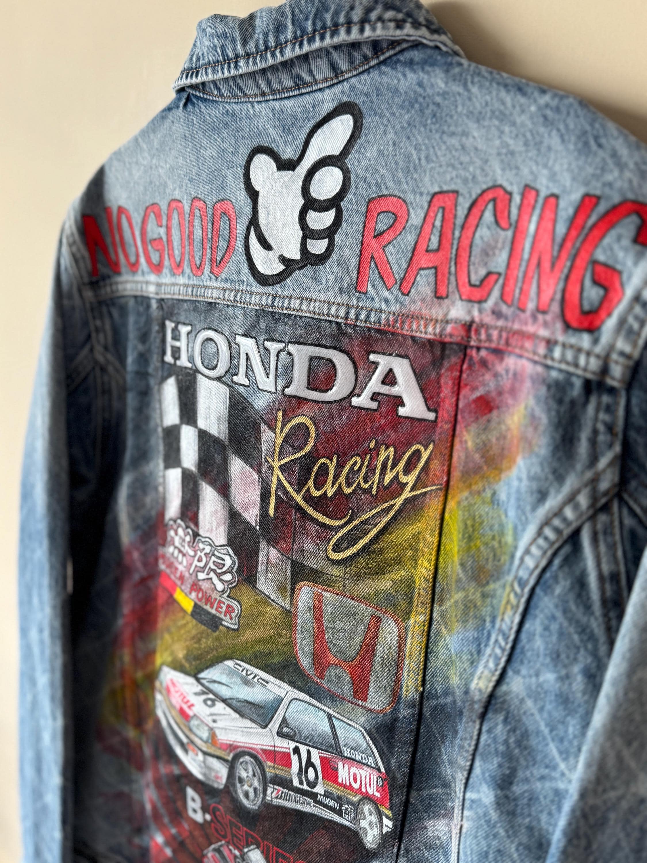 Hand-painted Denim Jacket – Honda Racing Theme Civic Mugen Vtec