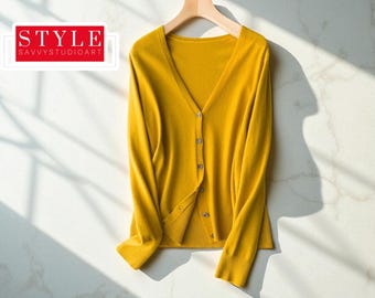 Soft Knit V-Neck Cardigan: Lightweight Button-Up Sweater