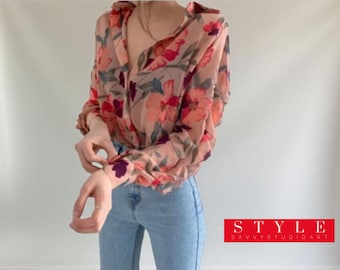 Retro Floral Chiffon Blouse | Vintage Ulzzang Style