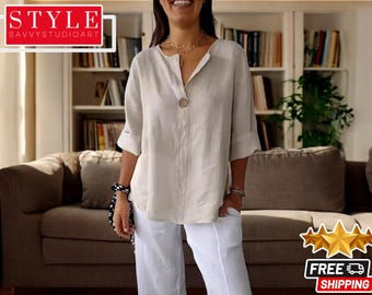 Oversized Cotton Tunic: Lightweight Button-Down Summer Top