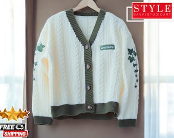 Ivy Embroidered Cardigan: Cozy Autumn Sweater for Swifties