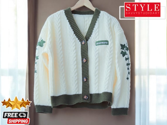 Ivy Embroidered Cardigan: Cozy Autumn Sweater for Swifties