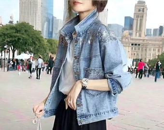 Women Denim Loose Jacket | Streetwear Long Sleeve | Ladies Outdoor Cloats