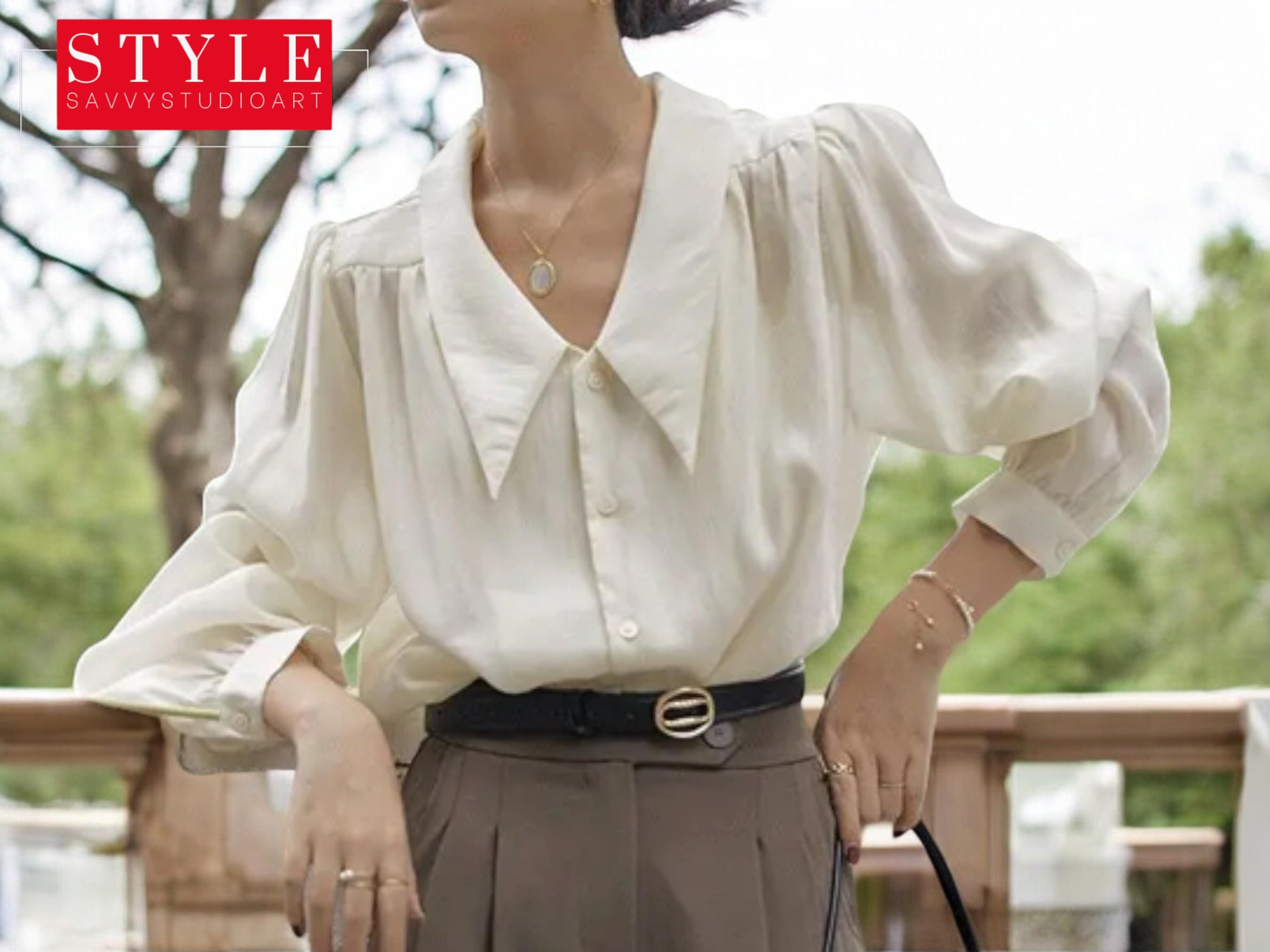 Chiffon puff sleeve blouse hotsell