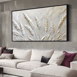 Large Abstract White Wall Art White Oil Painting On Canvas Original 3D Textured Wall Art Living Room Wall Decor Modern Minimalist Wall Decor
