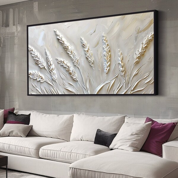 Grande arte astratta da parete bianca Pittura a olio bianca su tela Originale 3D strutturato Wall Art Soggiorno Decorazione da parete Decorazione da parete moderna e minimalista